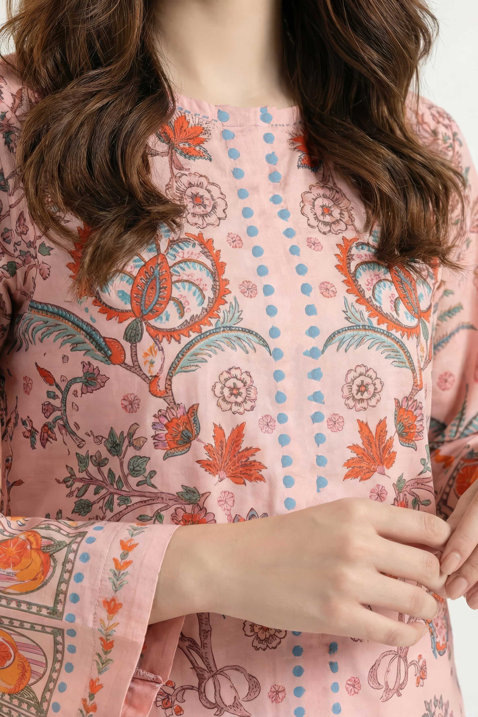 Blush Pink Festive Printed Kurta Set with Straight Pants Maanver.com