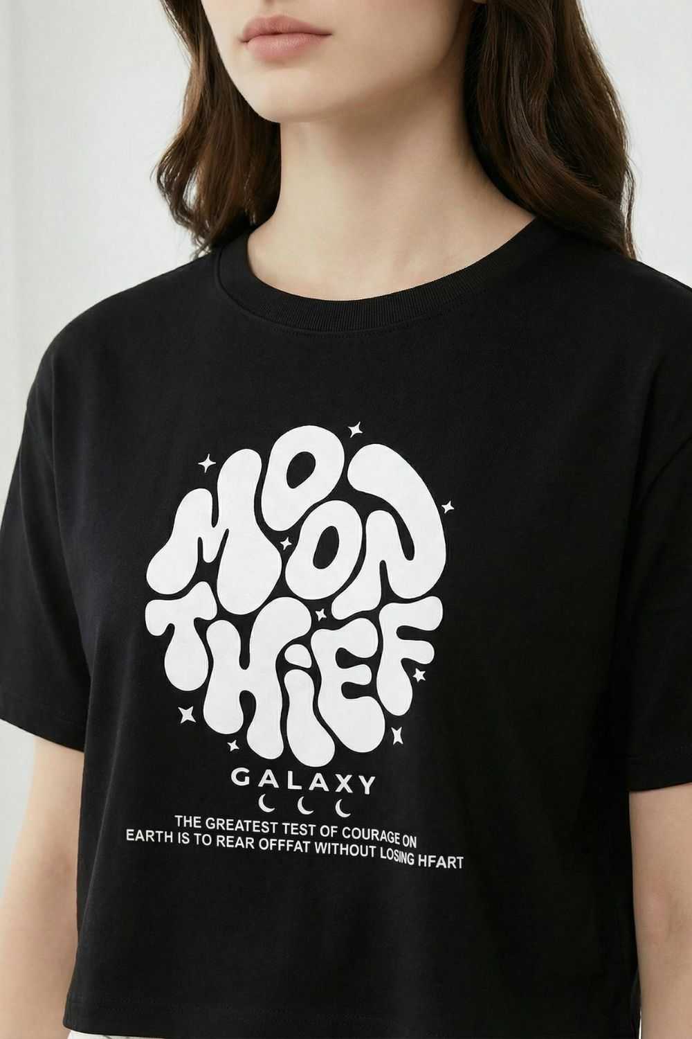 Black Crop Top Oversized T-shirt maanver clothing