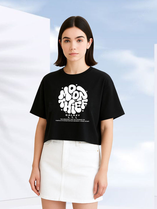 Black Crop Top Oversized T-shirt