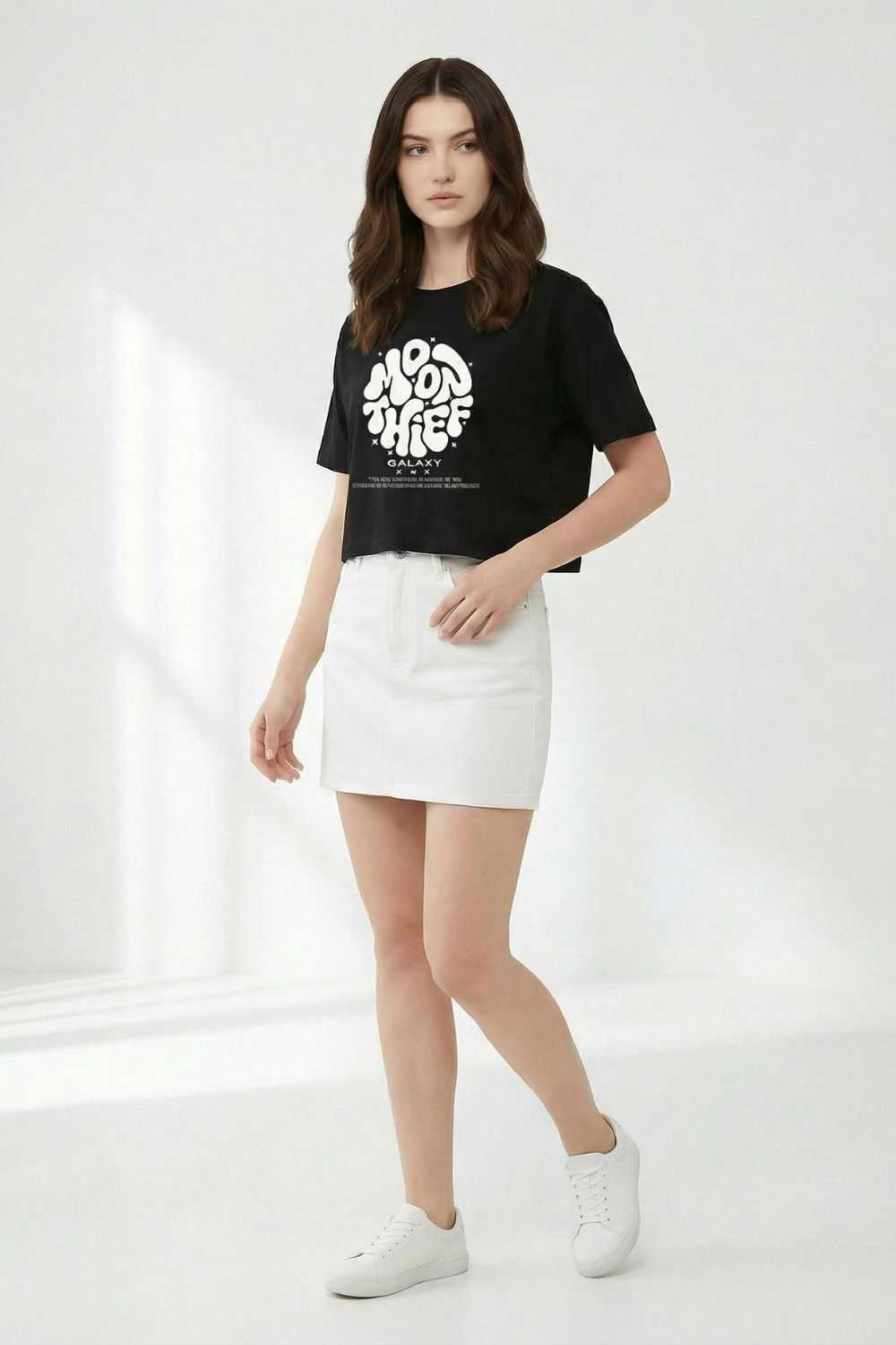 Black Crop Top Oversized T-shirt maanver clothing