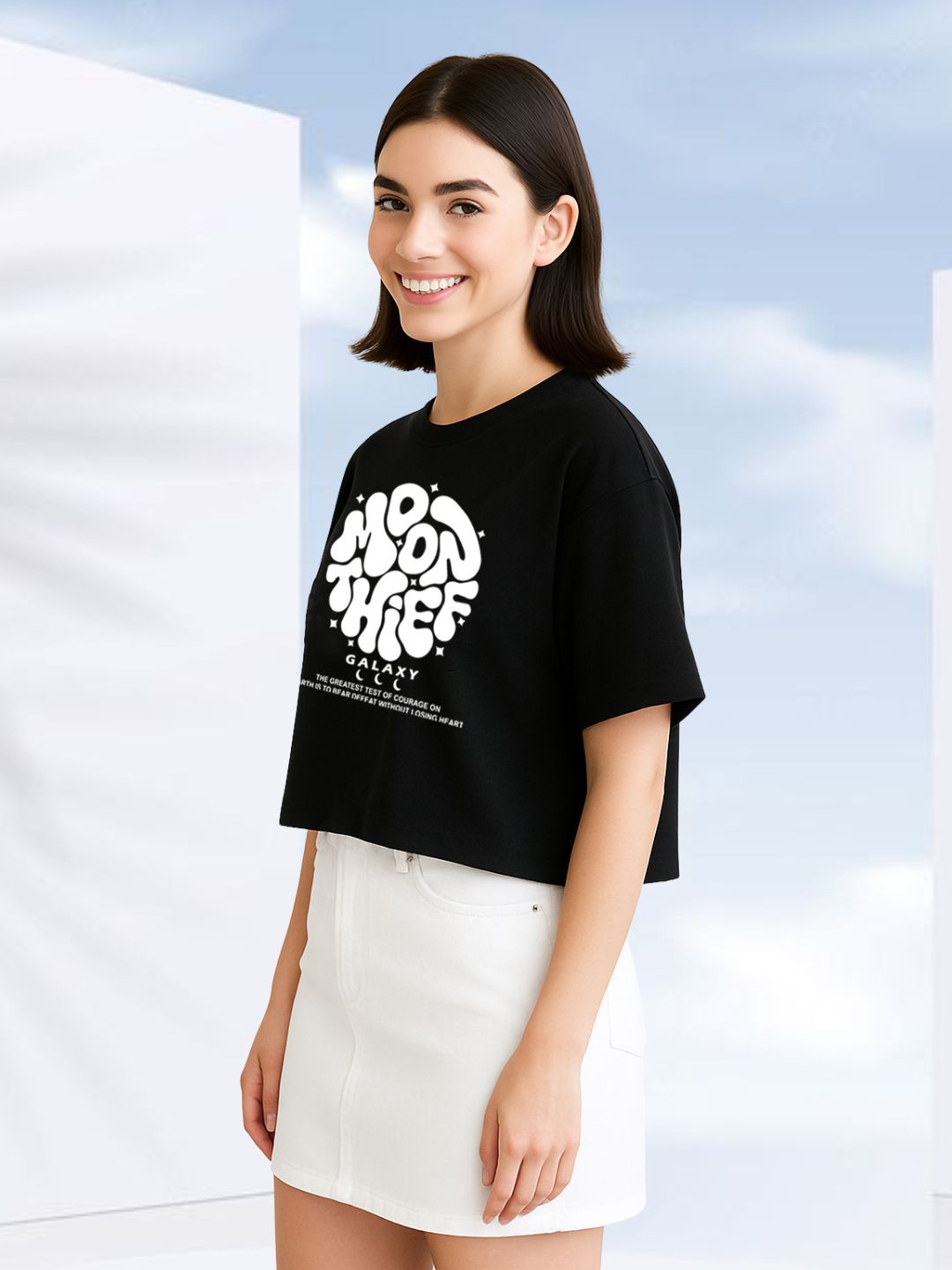 Black Crop Top Oversized T-shirt