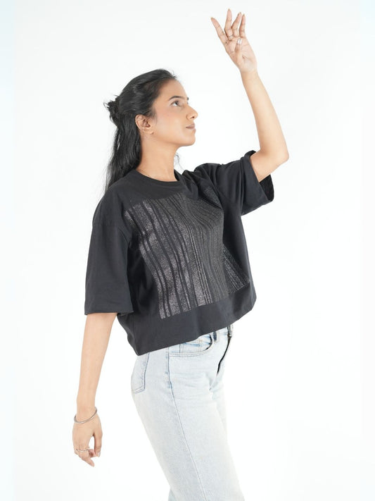Black Crop Top Party Wear maanver clothing