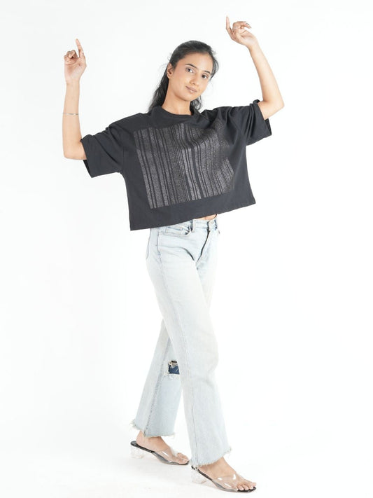 Black Crop Top Party Wear maanver clothing