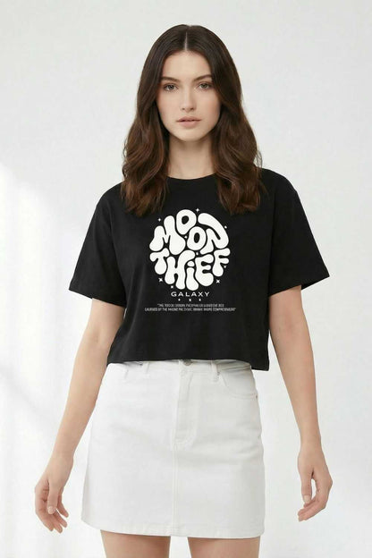 Black Crop Top Oversized T-shirt maanver clothing