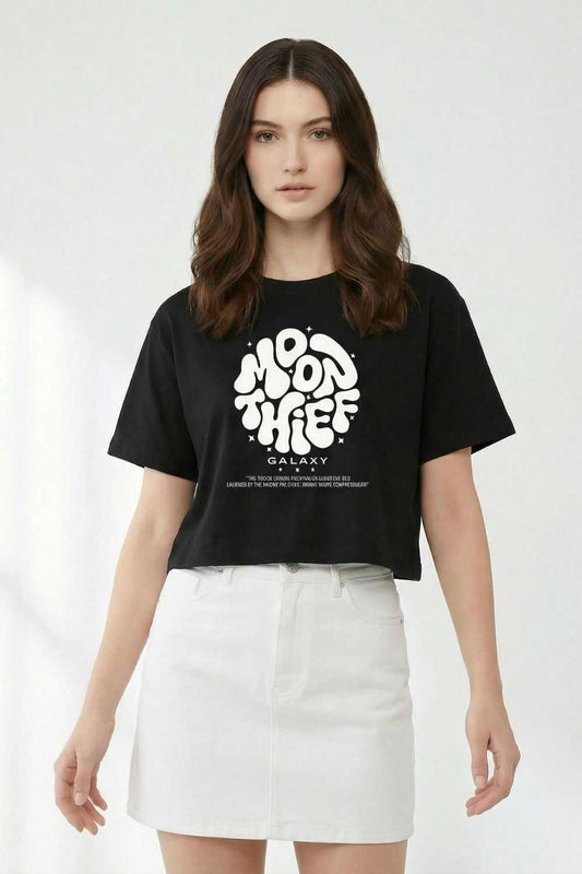 Black Crop Top Oversized T-shirt maanver clothing