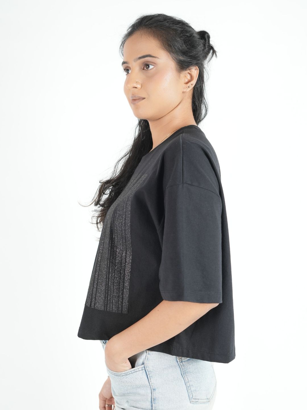 Black Crop Top Party Wear maanver clothing