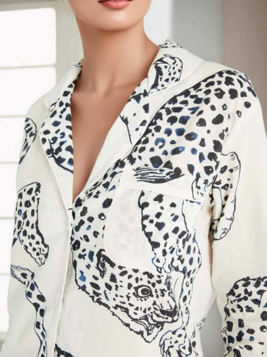 Animal White Print Satin Cotton Coords Maanver.com