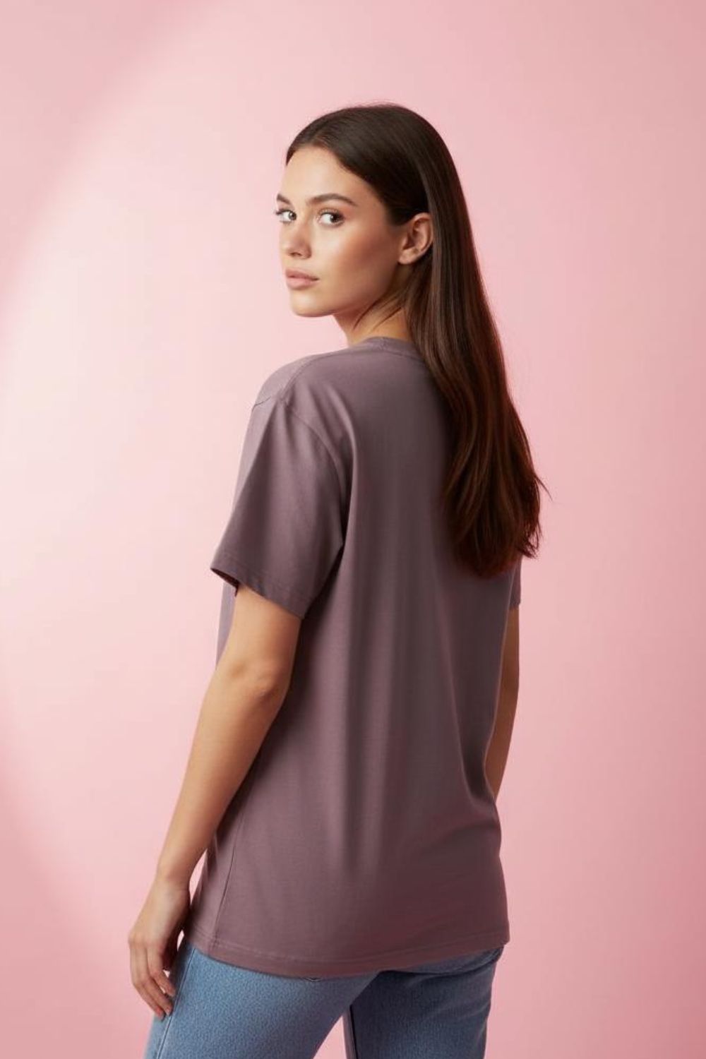 Dusty Rose Crew Neck T-Shirt Maanver.com