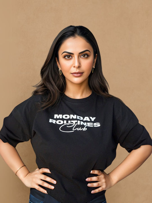 Black Crop Top Printed Tees maanver clothing