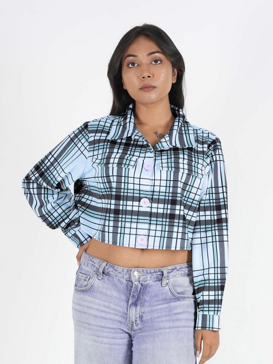 Pastel Green Cropped Shacket for Women | Trendy Overshirt Maanver.com