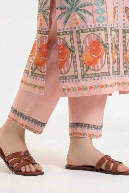 Blush Pink Festive Printed Kurta Set with Straight Pants Maanver.com