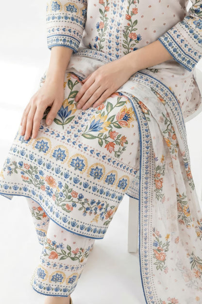Ivory pastel floral Kurta Set Maanver.com