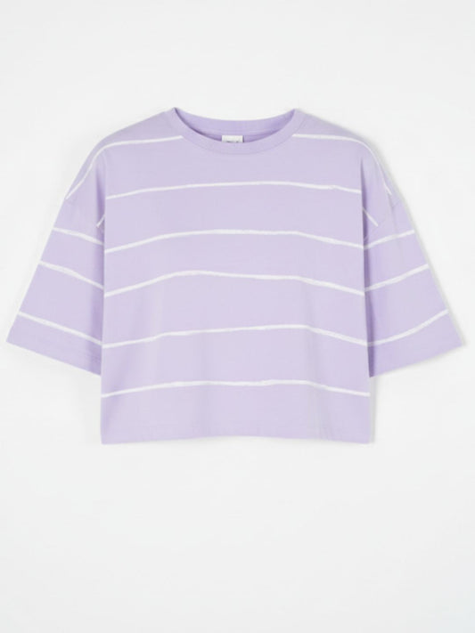 Lavender Artistic Crop Top Oversized T-shirt maanver clothing