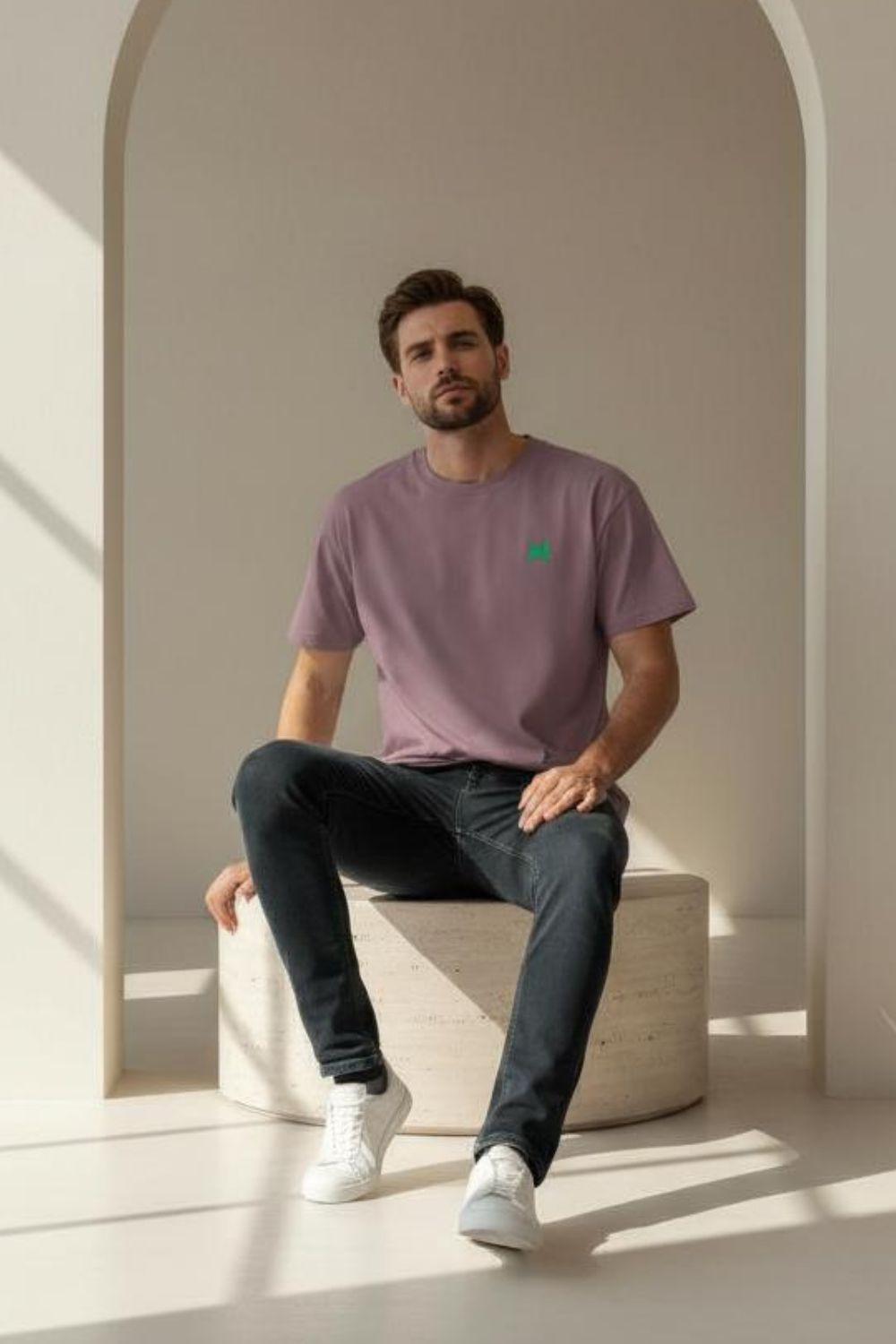 Dusty Rose Crew Neck T-Shirt Maanver.com