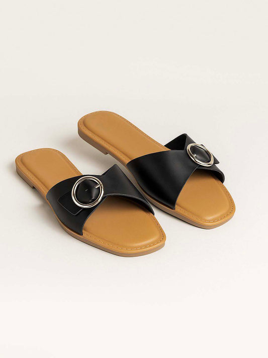 Modern Black Slip-Ons Sandals
