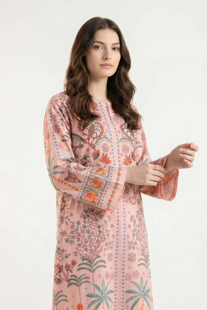 Blush Pink Festive Printed Kurta Set with Straight Pants Maanver.com