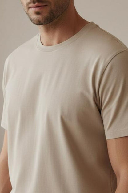 MAANVER Unisex Tee - Solid Sand Color, Classic Crewneck Maanver.com