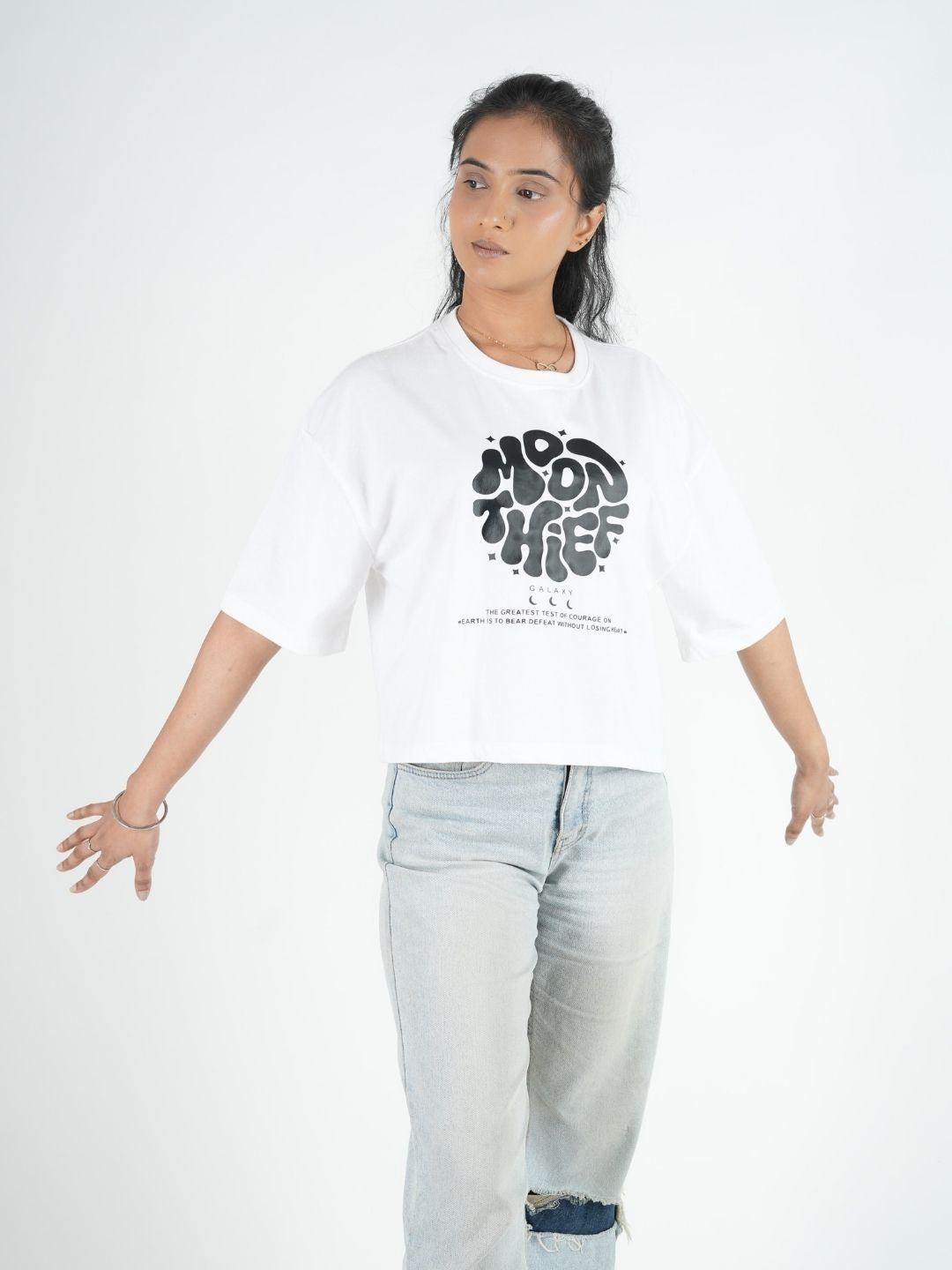 White Crop Top Oversized T-shirt