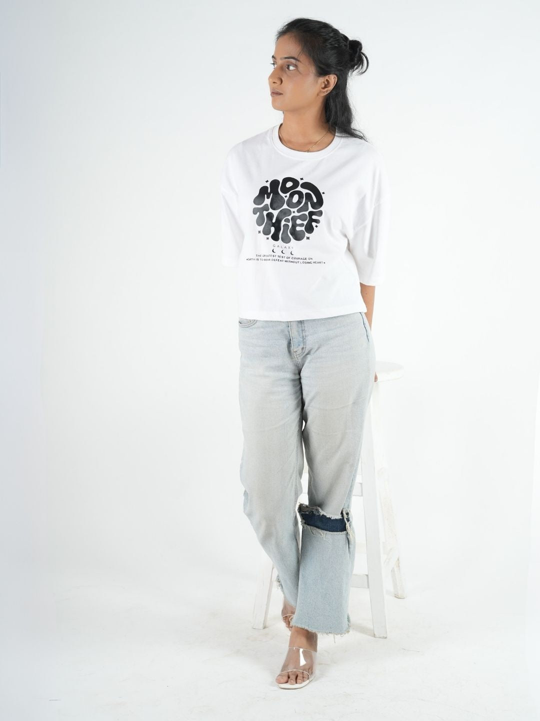 White Crop Top Oversized T-shirt
