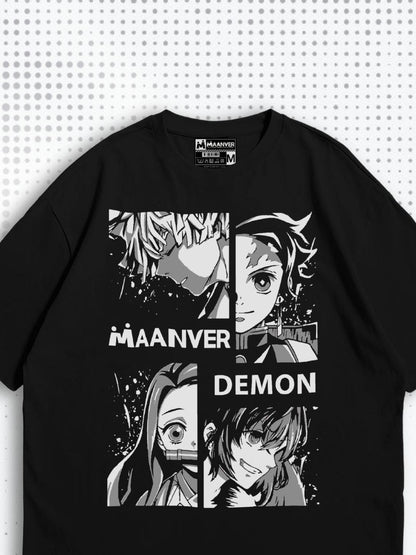 Unisex Demon Slayer Inspired Black Oversized Tee | Maanver Streetwear Maanver.com