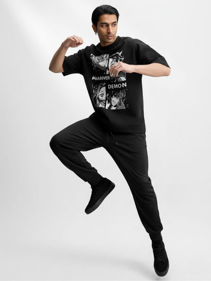 Unisex Demon Slayer Inspired Black Oversized Tee | Maanver Streetwear Maanver.com