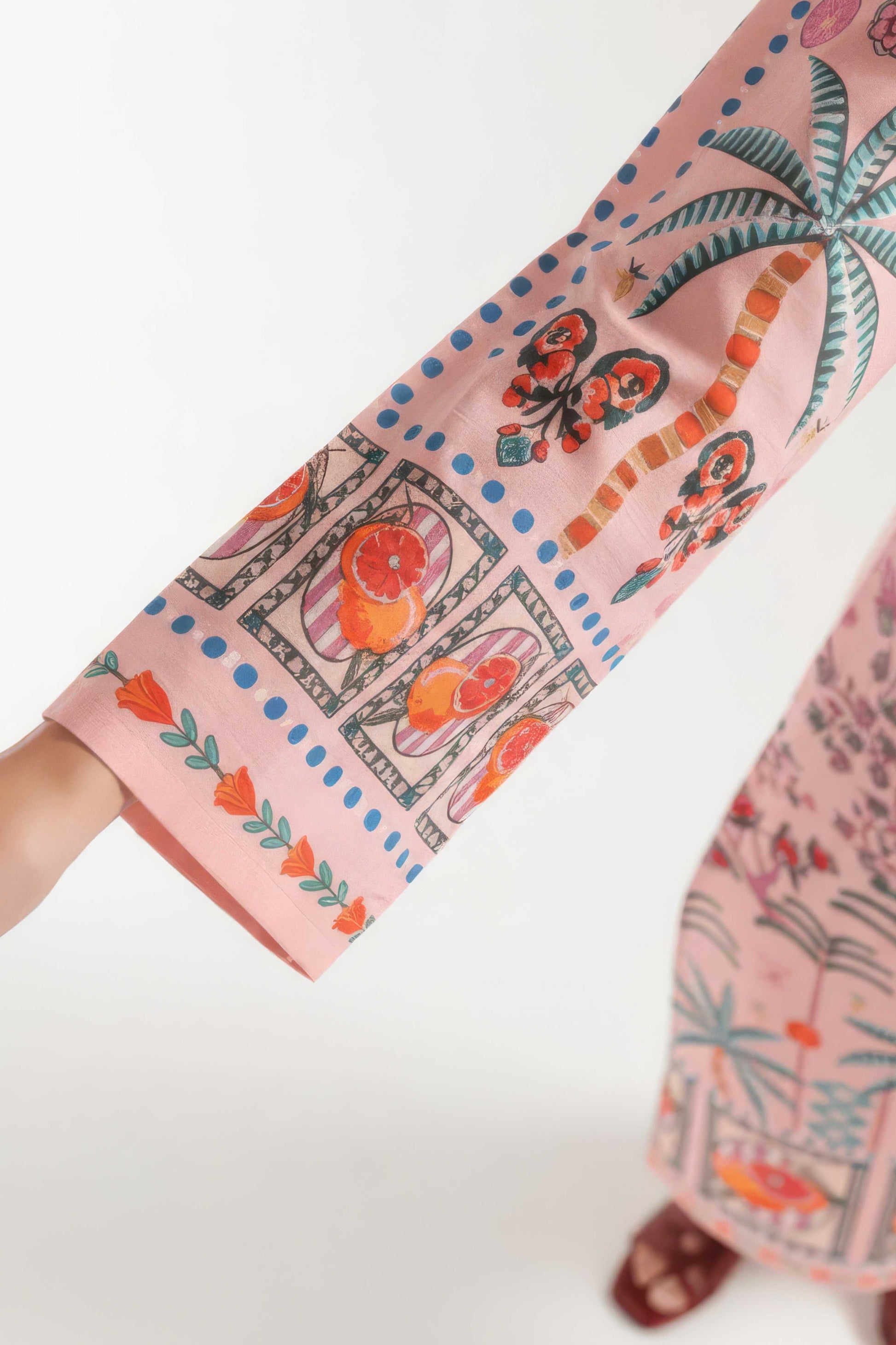 Blush Pink Festive Printed Kurta Set with Straight Pants Maanver.com