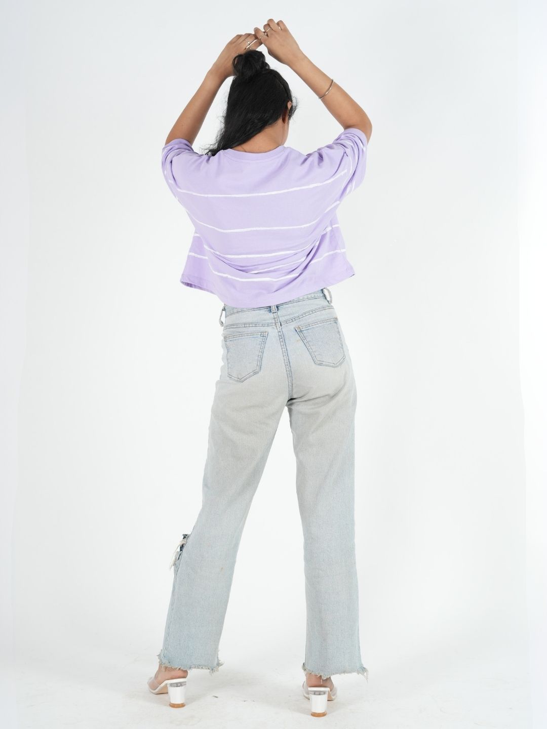 Lavender Artistic Crop Top Oversized T-shirt maanver clothing
