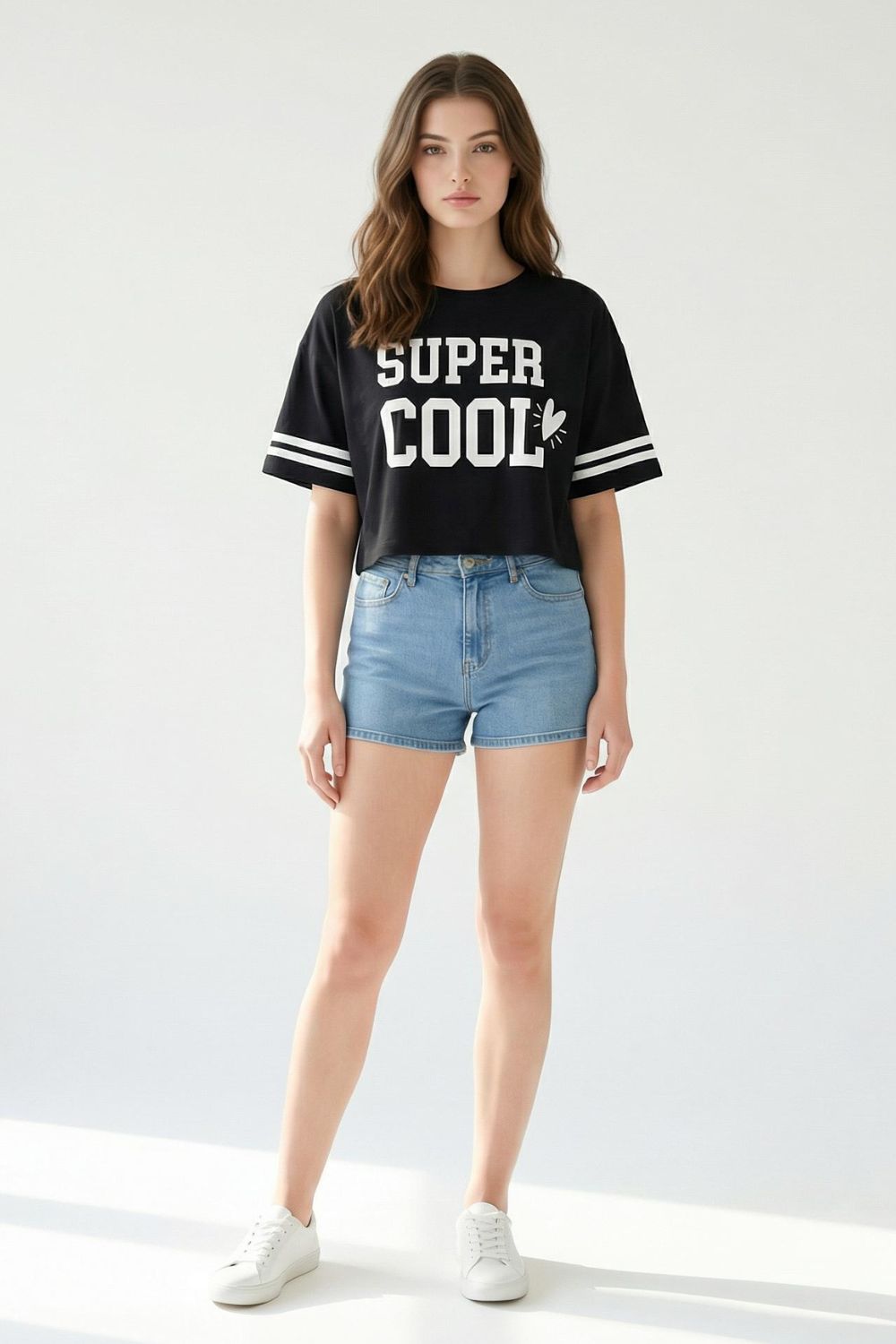 Super Cool Black Crop Top T-Shirt maanver clothing