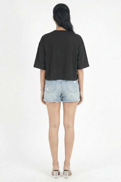 Black Crop Top Party Wear maanver clothing