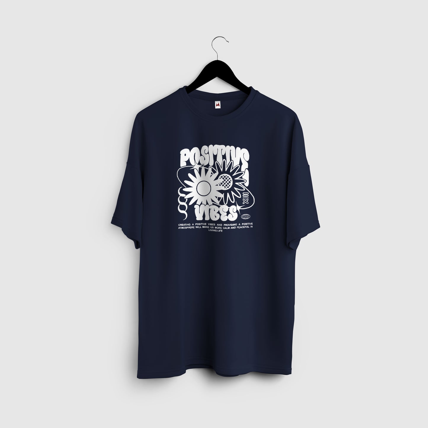Nevy Blue T-Shirt Postive Vibes - Maanver.com