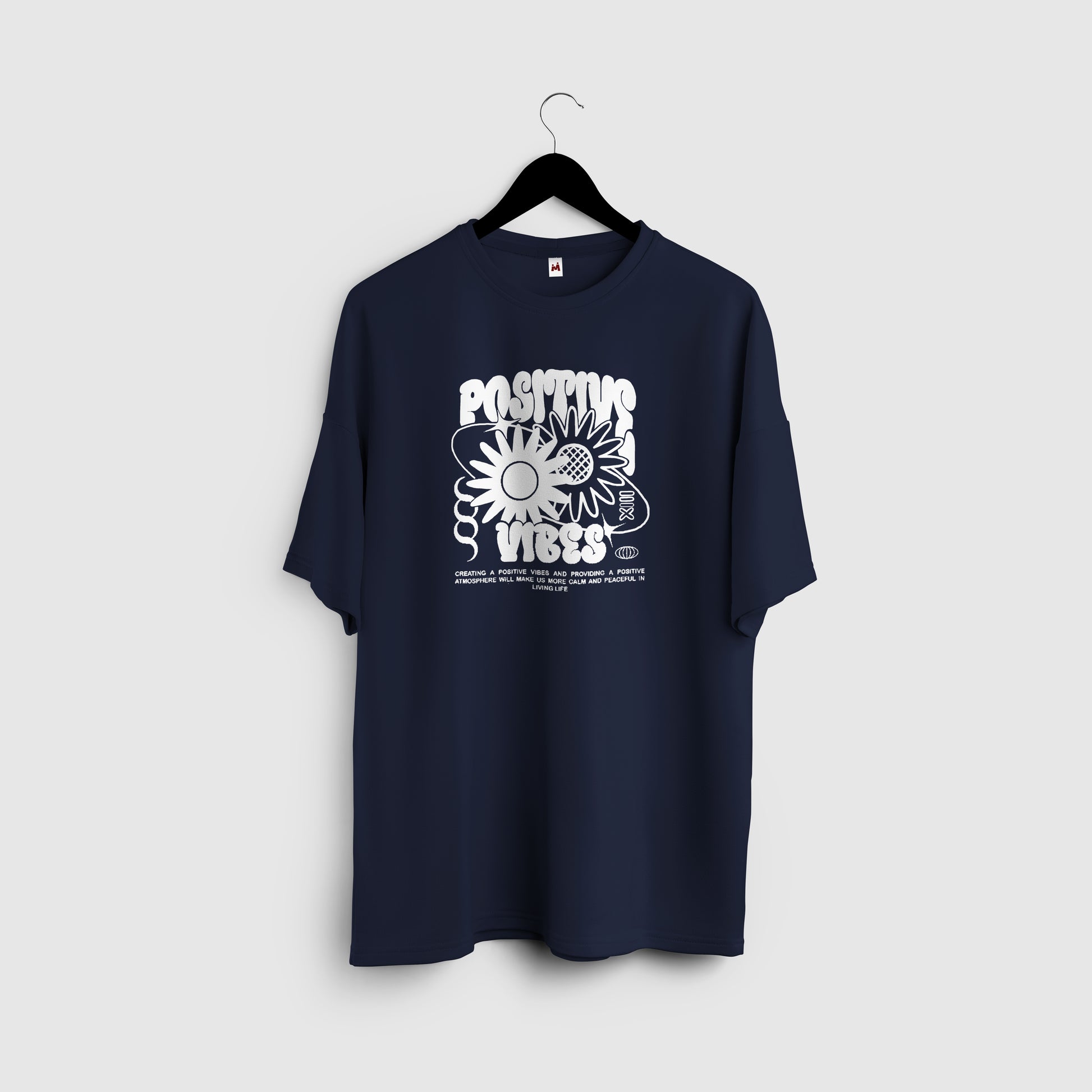 Nevy Blue T-Shirt Postive Vibes - Maanver.com
